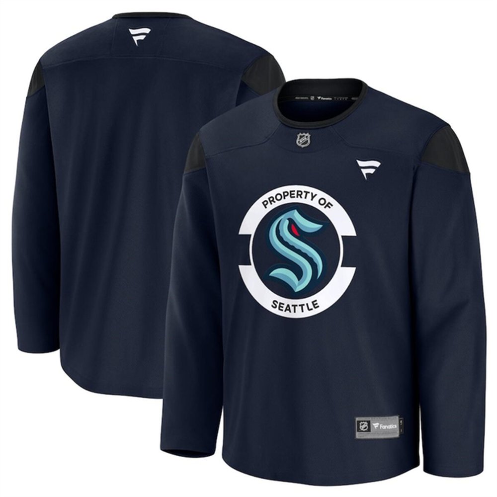 Men's Seattle Kraken Navy 2024-25 Team Practice Stitched Hockey Premium Jersey