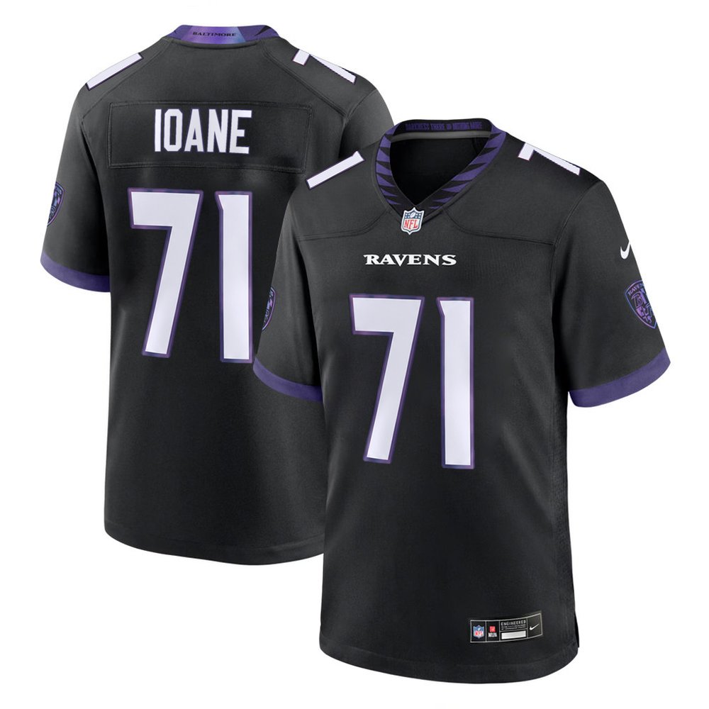 Men's Baltimore Ravens #71 Olaivavega Ioane Black 2026 NFL Draft Game Jersey Men's Baltimore Ravens #71 Olaivavega Ioane Black 2026 NFL Draft Game Jersey