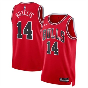 Men's Chicago Bulls #14 Matas Buzelis Red 2024 Draft Icon Edition Stitched Basketball Jersey Men's Chicago Bulls #14 Matas Buzelis Red 2024 Draft Icon Edition Stitched Basketball Jersey