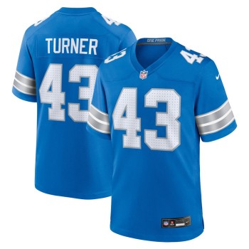 Men's Detroit Lions James Turner  Blue Game Jersey