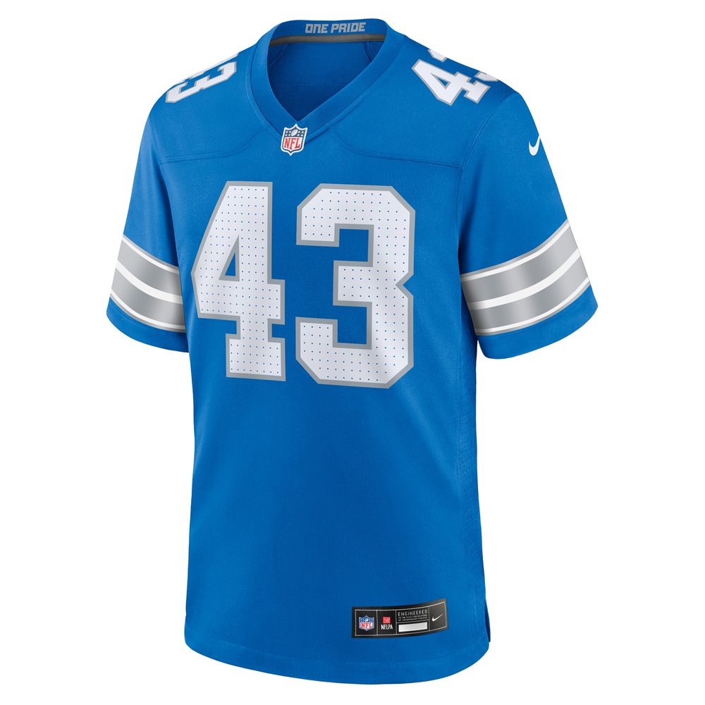 Men's Detroit Lions James Turner  Blue Game Jersey