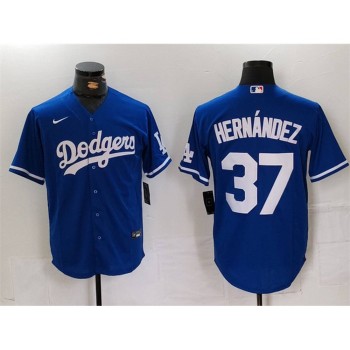 Men's Los Angeles Dodgers #37 Teoscar Hernandez Blue Cool Base Stitched Baseball Jersey Men's Los Angeles Dodgers #37 Teoscar Hernandez Blue Cool Base Stitched Baseball Jersey