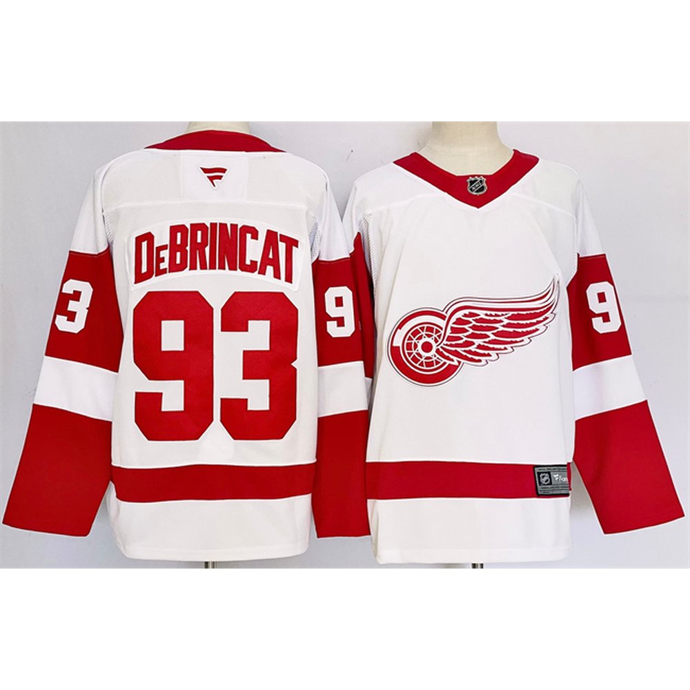 Men's Detroit Red Wings #93 Alex DeBrincat White 2024-25 Stitched Premium Jersey