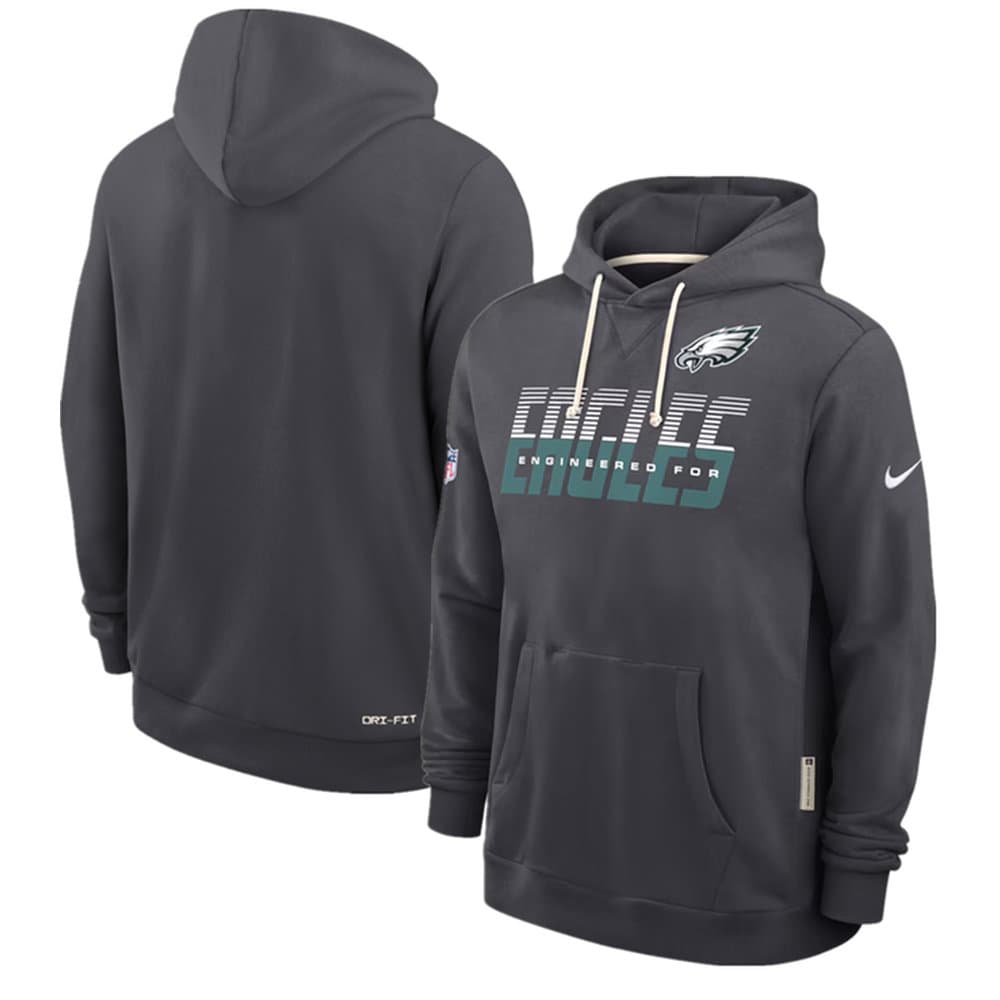 Men's Philadelphia Eagles Charcoal Sideline Standard Issue Top Prospect Dri-FIT Hoodie Men's Philadelphia Eagles Charcoal Sideline Standard Issue Top Prospect Dri-FIT Hoodie