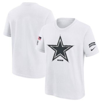 Youth Dallas Cowboys White 2024 Salute To Service T-Shirt Youth Dallas Cowboys White 2024 Salute To Service T-Shirt