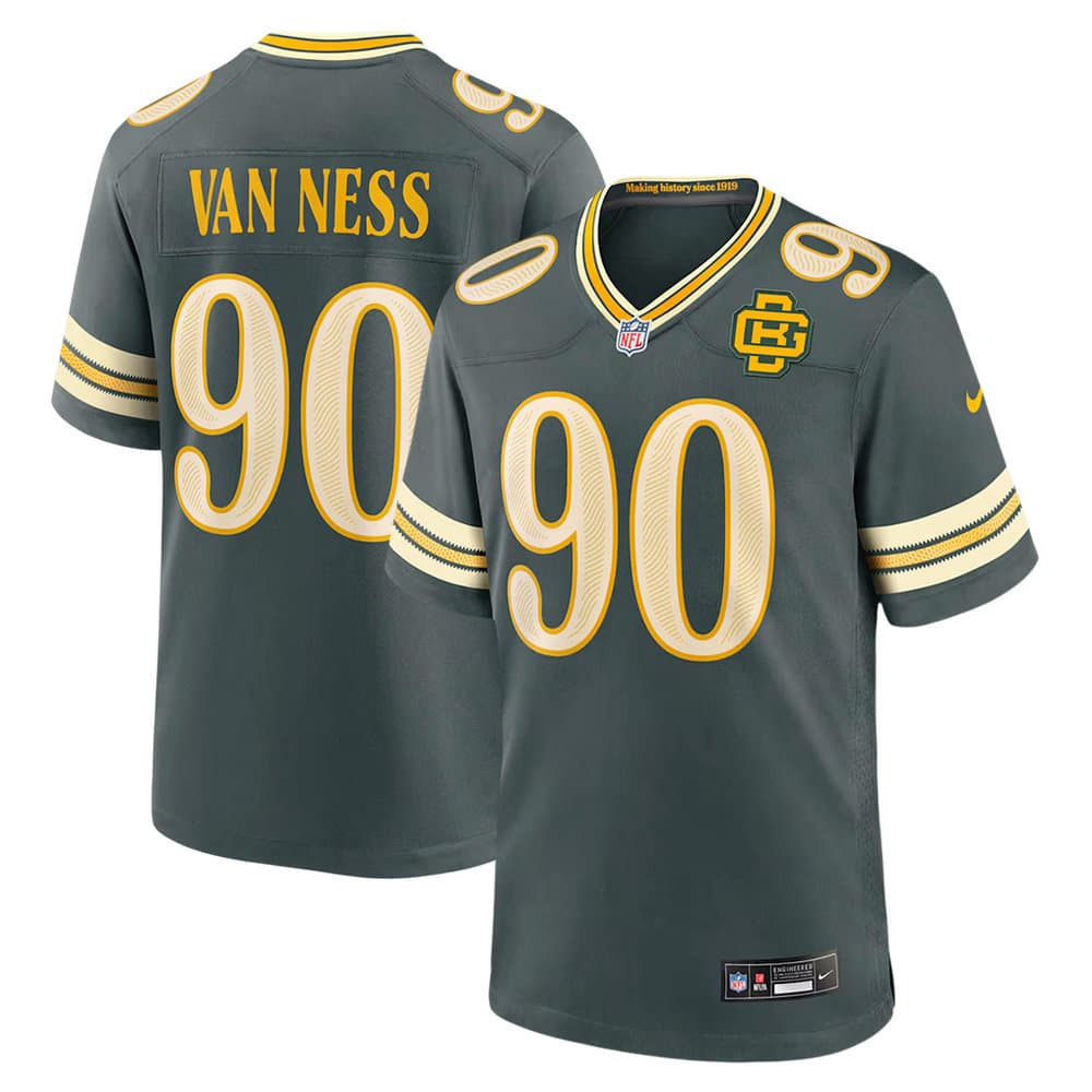 Men's Green Bay Packers #90 Lukas Van Ness Green 2026 Rivalries Collection Game Jersey