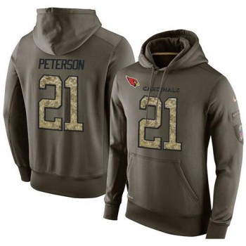NFL Men's Arizona Cardinals #21 Patrick Peterson Stitched Green Olive Salute To Service KO Performance Hoodie NFL Men's Arizona Cardinals #21 Patrick Peterson Stitched Green Olive Salute To Service KO Performance Hoodie