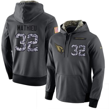 NFL Men's Arizona Cardinals #32 Tyrann Mathieu Stitched Black Anthracite Salute to Service Player Performance Hoodie NFL Men's Arizona Cardinals #32 Tyrann Mathieu Stitched Black Anthracite Salute to Service Player Performance Hoodie