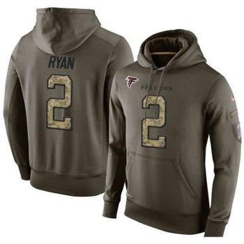 NFL Men's Atlanta Falcons #2 Matt Ryan Stitched Green Olive Salute To Service KO Performance Hoodie NFL Men's Atlanta Falcons #2 Matt Ryan Stitched Green Olive Salute To Service KO Performance Hoodie