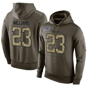 NFL Men's Buffalo Bills #23 Aaron Williams Stitched Green Olive Salute To Service KO Performance Hoodie