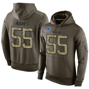 NFL Men's Buffalo Bills #55 Jerry Hughes Stitched Green Olive Salute To Service KO Performance Hoodie