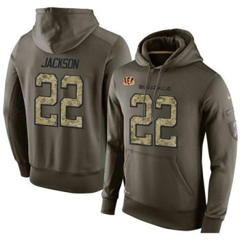 NFL Men's Cincinnati Bengals #22 William Jackson Stitched Green Olive Salute To Service KO Performance Hoodie
