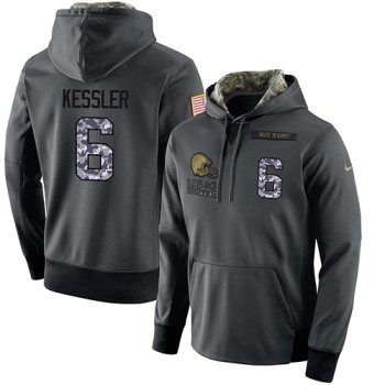 NFL Men's Cleveland Browns #6 Cody Kessler Stitched Black Anthracite Salute to Service Player Performance Hoodie NFL Men's Cleveland Browns #6 Cody Kessler Stitched Black Anthracite Salute to Service Player Performance Hoodie