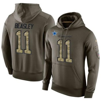 NFL Men's Dallas Cowboys #11 Cole Beasley Stitched Green Olive Salute To Service KO Performance Hoodie