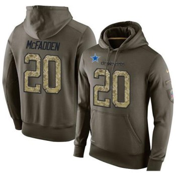 NFL Men's Dallas Cowboys #20 Darren McFadden Stitched Green Olive Salute To Service KO Performance Hoodie