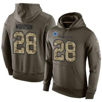 NFL Men's Dallas Cowboys #28 Darren Woodson Stitched Green Olive Salute To Service KO Performance Hoodie