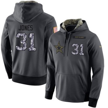 NFL Men's Dallas Cowboys #31 Byron Jones Stitched Black Anthracite Salute to Service Player Performance Hoodie