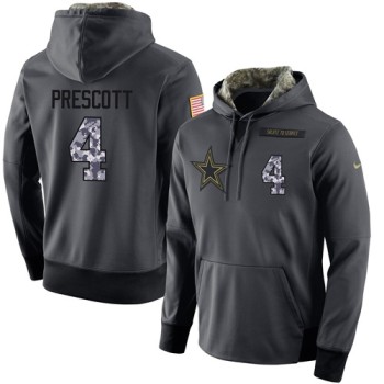 NFL Men's Dallas Cowboys #4 Dak Prescott Stitched Black Anthracite Salute to Service Player Performance Hoodie