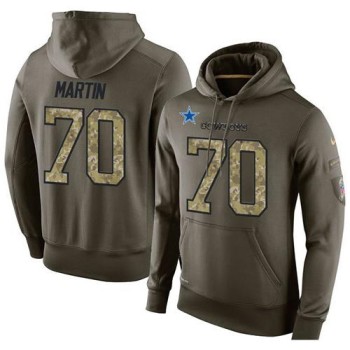 NFL Men's Dallas Cowboys #70 Zack Martin Stitched Green Olive Salute To Service KO Performance Hoodie