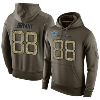 NFL Men's Dallas Cowboys #88 Dez Bryant Stitched Green Olive Salute To Service KO Performance Hoodie