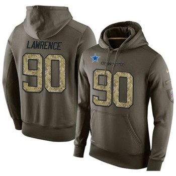 NFL Men's Dallas Cowboys #90 Demarcus Lawrence Stitched Green Olive Salute To Service KO Performance Hoodie