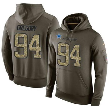 NFL Men's Dallas Cowboys #94 Randy Gregory Stitched Green Olive Salute To Service KO Performance Hoodie