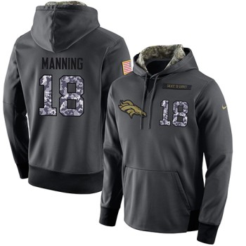 NFL Men's Denver Broncos #18 Peyton Manning Stitched Black Anthracite Salute to Service Player Performance Hoodie