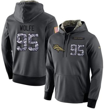 NFL Men's Denver Broncos #95 Derek Wolfe Stitched Black Anthracite Salute to Service Player Performance Hoodie