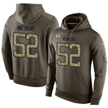 NFL Men's Green Bay Packers #52 Clay Matthews Stitched Green Olive Salute To Service KO Performance Hoodie NFL Men's Green Bay Packers #52 Clay Matthews Stitched Green Olive Salute To Service KO Performance Hoodie