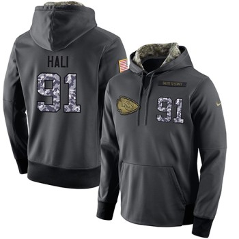 NFL Men's Kansas City Chiefs #91 Tamba Hali Stitched Black Anthracite Salute to Service Player Performance Hoodie NFL Men's Kansas City Chiefs #91 Tamba Hali Stitched Black Anthracite Salute to Service Player Performance Hoodie