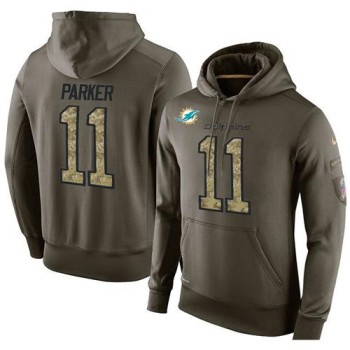 NFL Men's Miami Dolphins #11 DeVante Parker Stitched Green Olive Salute To Service KO Performance Hoodie NFL Men's Miami Dolphins #11 DeVante Parker Stitched Green Olive Salute To Service KO Performance Hoodie
