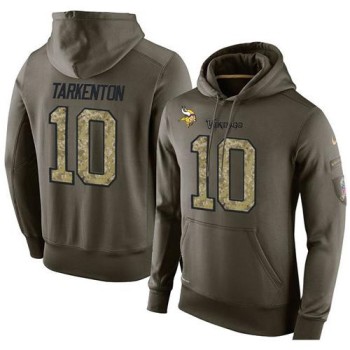 NFL Men's Minnesota Vikings #10 Fran Tarkenton Stitched Green Olive Salute To Service KO Performance Hoodie