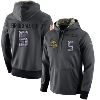 NFL Men's Minnesota Vikings #5 Teddy Bridgewater Stitched Black Anthracite Salute to Service Player Performance Hoodie NFL Men's Minnesota Vikings #5 Teddy Bridgewater Stitched Black Anthracite Salute to Service Player Performance Hoodie