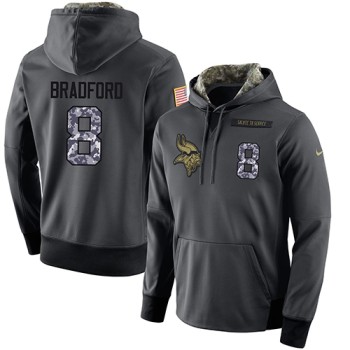 NFL Men's Minnesota Vikings #8 Sam Bradford Stitched Black Anthracite Salute to Service Player Performance Hoodie NFL Men's Minnesota Vikings #8 Sam Bradford Stitched Black Anthracite Salute to Service Player Performance Hoodie