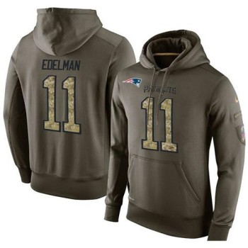 NFL Men's New England Patriots #11 Julian Edelman Stitched Green Olive Salute To Service KO Performance Hoodie NFL Men's New England Patriots #11 Julian Edelman Stitched Green Olive Salute To Service KO Performance Hoodie