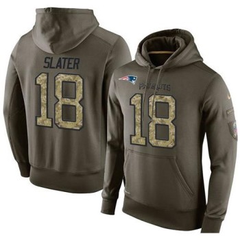NFL Men's New England Patriots #18 Matt Slater Stitched Green Olive Salute To Service KO Performance Hoodie NFL Men's New England Patriots #18 Matt Slater Stitched Green Olive Salute To Service KO Performance Hoodie