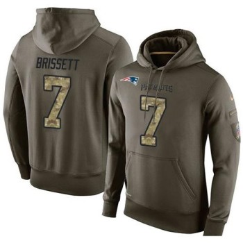 NFL Men's New England Patriots #7 Jacoby Brissett Stitched Green Olive Salute To Service KO Performance Hoodie NFL Men's New England Patriots #7 Jacoby Brissett Stitched Green Olive Salute To Service KO Performance Hoodie