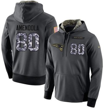 NFL Men's New England Patriots #80 Danny Amendola Stitched Black Anthracite Salute to Service Player Performance Hoodie