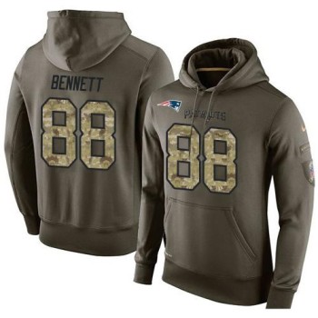 NFL Men's New England Patriots #88 Martellus Bennett Stitched Green Olive Salute To Service KO Performance Hoodie NFL Men's New England Patriots #88 Martellus Bennett Stitched Green Olive Salute To Service KO Performance Hoodie