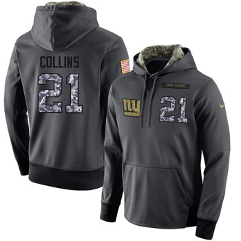 NFL Men's New York Giants #21 Landon Collins Stitched Black Anthracite Salute to Service Player Performance Hoodie
