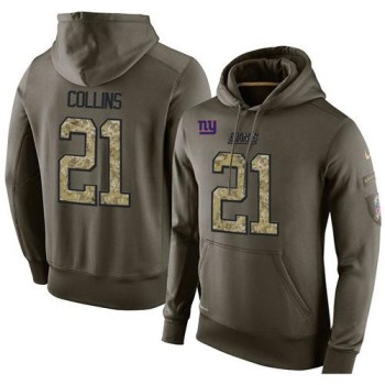 NFL Men's New York Giants #21 Landon Collins Stitched Green Olive Salute To Service KO Performance Hoodie NFL Men's New York Giants #21 Landon Collins Stitched Green Olive Salute To Service KO Performance Hoodie
