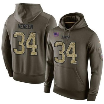 NFL Men's New York Giants #34 Shane Vereen Stitched Green Olive Salute To Service KO Performance Hoodie NFL Men's New York Giants #34 Shane Vereen Stitched Green Olive Salute To Service KO Performance Hoodie