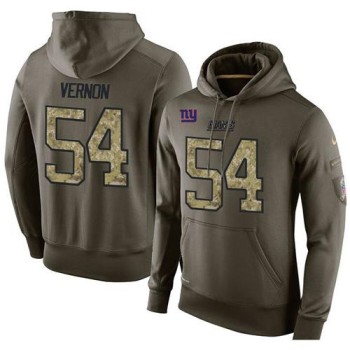 NFL Men's New York Giants #54 Olivier Vernon Stitched Green Olive Salute To Service KO Performance Hoodie