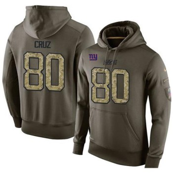 NFL Men's New York Giants #80 Victor Cruz Stitched Green Olive Salute To Service KO Performance Hoodie