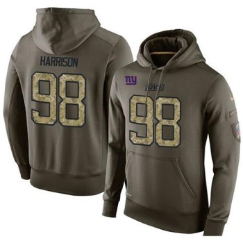 NFL Men's New York Giants #98 Damon Harrison Stitched Green Olive Salute To Service KO Performance Hoodie