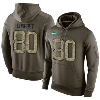 NFL Men's New York Jets #80 Wayne Chrebet Stitched Green Olive Salute To Service KO Performance Hoodie NFL Men's New York Jets #80 Wayne Chrebet Stitched Green Olive Salute To Service KO Performance Hoodie