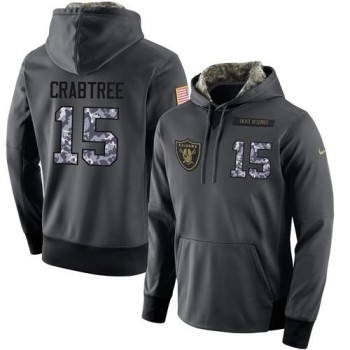 NFL Men's Oakland Raiders #15 Michael Crabtree Stitched Black Anthracite Salute to Service Player Performance Hoodie NFL Men's Oakland Raiders #15 Michael Crabtree Stitched Black Anthracite Salute to Service Player Performance Hoodie