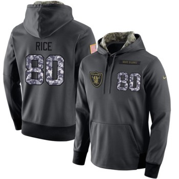 NFL Men's Oakland Raiders #80 Jerry Rice Stitched Black Anthracite Salute to Service Player Performance Hoodie NFL Men's Oakland Raiders #80 Jerry Rice Stitched Black Anthracite Salute to Service Player Performance Hoodie