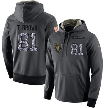 NFL Men's Oakland Raiders #81 Tim Brown Stitched Black Anthracite Salute to Service Player Performance Hoodie NFL Men's Oakland Raiders #81 Tim Brown Stitched Black Anthracite Salute to Service Player Performance Hoodie