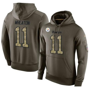 NFL Men's Pittsburgh Steelers #11 Markus Wheaton Stitched Green Olive Salute To Service KO Performance Hoodie NFL Men's Pittsburgh Steelers #11 Markus Wheaton Stitched Green Olive Salute To Service KO Performance Hoodie